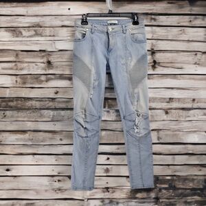 Pierre Balmain Denim Jeans Size 28 Light Wash Distressed Low Rise Made in Italy